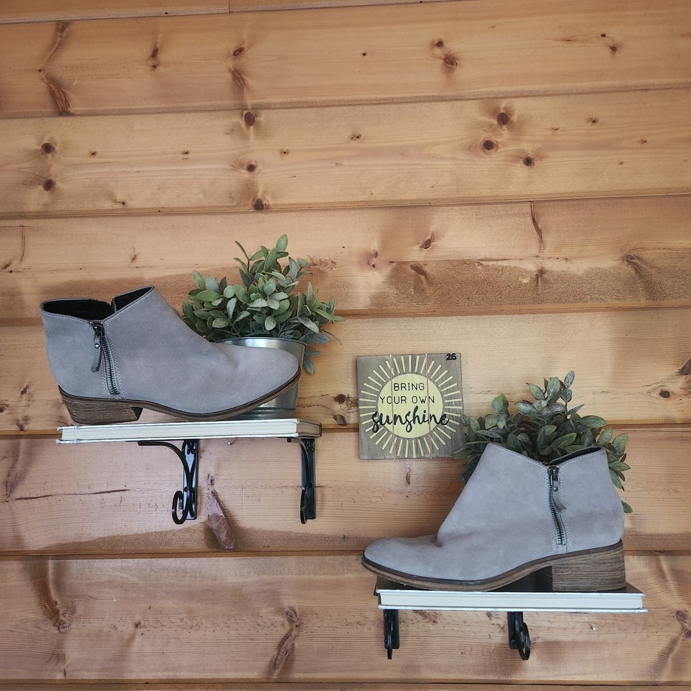 Cole Haan Grand OS W05029 Hayes Flat Bootie Gray Suede Leather Ankle Boot Sz 8 B